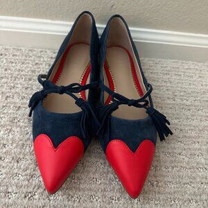 Boden Tassel Tie Point Flat, Navy and Poppy Red, size 36 (US size 5.5), A1947-NA